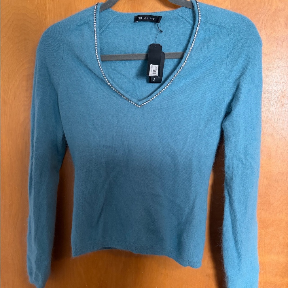 🩵 The Limited Beaded V-Neck Sweater – NWT
